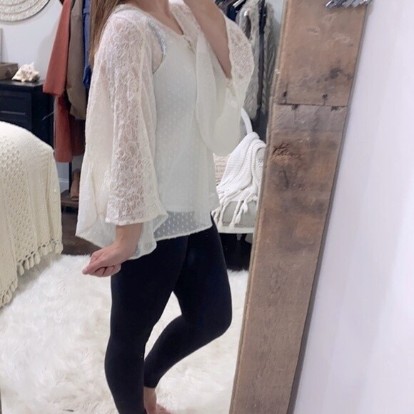 Angie top ivory color sheer Swiss dot size medium - Picture 3 of 6